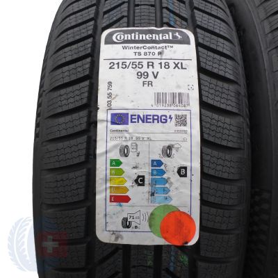 3. Opony 215/55 R18 2x CONTINENTAL 99V XL WinterContact TS870P zimowe 2022 Jak Nowe