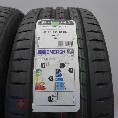 2. Opony 215/40 R18 4x CONTINENTAL 89Y XL PremiumContact7 Letnie 2024 Nieużywane