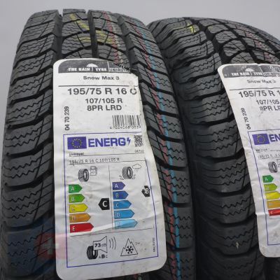 2. Opony 195/75 R16C 4x UNIROYAL 107/105R Snow Max 3 Zimowe 2021/22  Jak Nowe