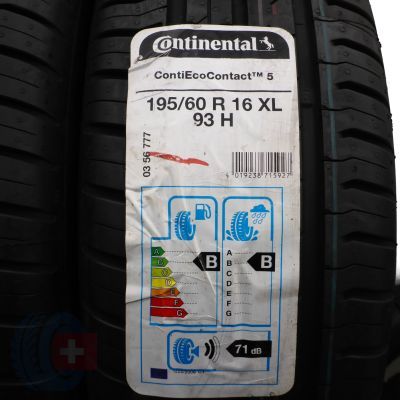 2. 4 x CONTINENTAL 195/60 R16 93H XL ContiEcoContact 5 Lato 2019/2021 