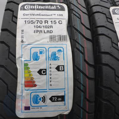2. Opony 195/70 R15C 4x CONTINENTAL 104/102R ContiVanContact 100 Letnie 2021, 2022