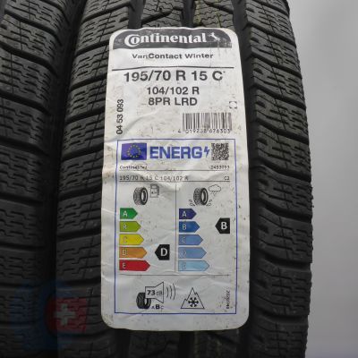 3. Opony 195/70 R15C 4x CONTINENTAL 104/102R VanContact Winter Zimowe 2023 Nieużywane 