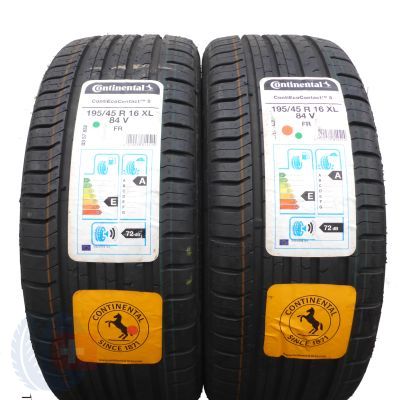 2 x CONTINENTAL 195/45 R16 84V XL ContiEcoContact 5 Lato 2020 Jak Nowe Nieużywane 