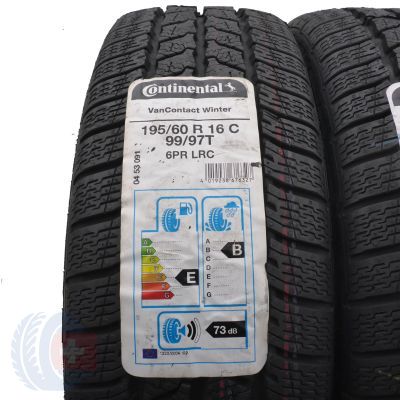 4. 4 x CONTINENTAL 195/60 R16C 99/97T VanContact Winter Zima 2020 Jak Nowe Nieużywane 