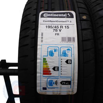 2. 4 x CONTINENTAL 195/45 R15 78V ContiSportContact 2 Lato 2021 Jak Nowe Nieużywane