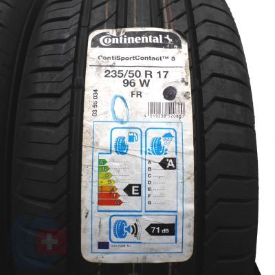 2. 4 x CONTINENTAL 235/50 R17 96W XL ContiSportContact 5 Lato 2019 Jak Nowe Nieużywane 