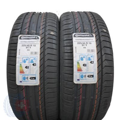 2 x CONTINENTAL 225/45 R18 91Y ContiSportContact 5 Lato 2021 Jak Nowe Nieużywane