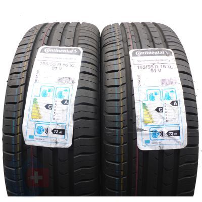 3. Opony 195/55 R16 4x CONTINENTAL 91V XL ContiPremiumContact 5 Letnie 2018 Nieużywane 