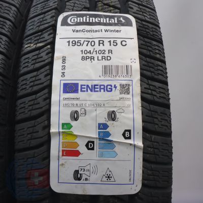 2. Opony 195/70 R15C 2x CONTINENTAL 104/102R VanContact Winter Zimowe 2023 Nieużywane