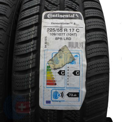 5. Opony 225/55 R17C 2x CONTINENTAL 109/107T VancoWinter 2 Zimowe 2019 Jak Nowe Nieużywane