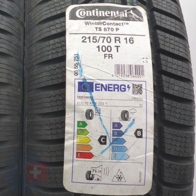 3. Opony 215/70 R16 2x CONTINENTAL 100T WinterContact TS870P Zimowe Nieużywane 2022