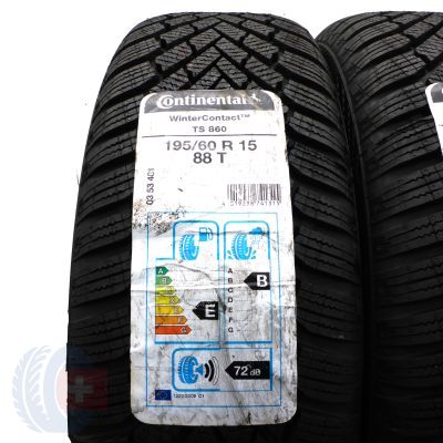2. Opony 195/60 R15 4x CONTINENTAL 88T WinterContact TS 860 Zimowe 2018 Nieużuwane 