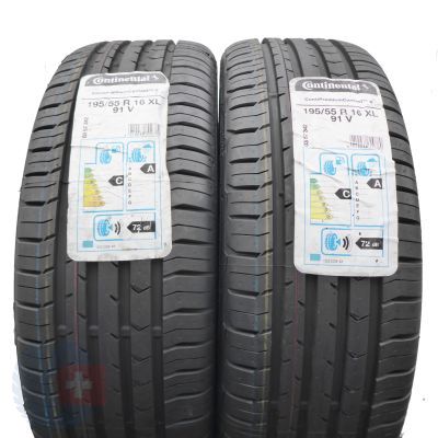 Opony 195/55 R16 2x CONTINENTAL 91V ContiPremiumContact 5 Letnie 2018/19 Jak Nowe