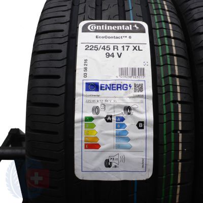 2. 4 x CONTINENTAL 225/45 R17 94V XL EcoContact 6 Lato 2023 Jak Nowe Nieużywane