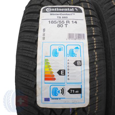 3. 4 x CONTINENTAL 185/55 R14 80T WinterContact TS860 Zima 2018/19 Jak Nowe