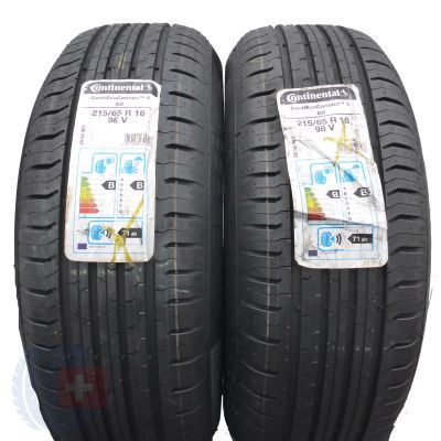 Opony 215/65 R16 2x CONTINENTAL 98V ContiEcoContact 5 A0 Letnie 2021 Jak Nowe