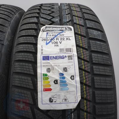 2. Opony 265/40 R22 4x CONTINENTAL 106V XL WinterContact TS850P SUV Zimowe 2022 Jak Nowe Nieużywane