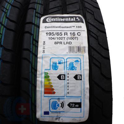 3. 4 x CONTINENTAL 195/65 R16C 104/102T ContiVanContact 100 Lato 2020 Jak Nowe Nieużywane