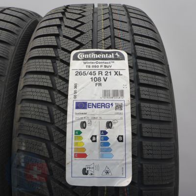 2. Opony 265/45 R21 4x CONTINENTAL 108V XL WinterContact TS850P SUV 2022 Jak Nowe Nieużywane