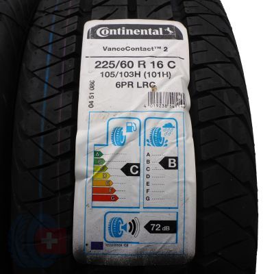 2. 4 x CONTINENTAL 225/60 R16C 105/103H VancoContact  2 Lato 2019 Jak Nowe