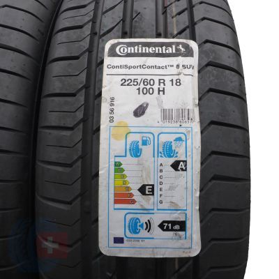 2. 4 x CONTINENTAL 225/60 R18 100H ContiSportContact 5 SUV Lato 2020  Jak Nowe