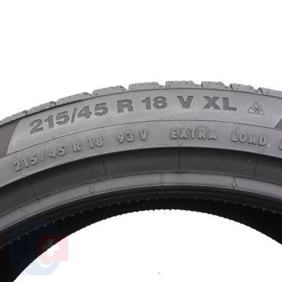 7. Opony 215/45 R18 2x CONTINENTAL 93V XL WinterContact TS 850 P Zimowe 2015 Nieużywane