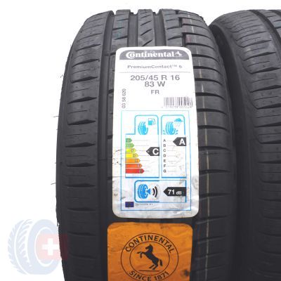 3. Opony 205/45 R16 4x CONTINENTAL 83W PremiumContact 6 Letnie 2020 Nieużywane 