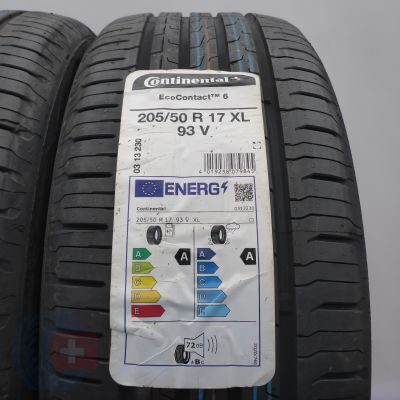 2. Opony 205/50 R17 2x CONTINENTAL 93V XL EcoContact6 Letnie 2022 Nieużywane