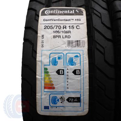 3. 4 x CONTINENTAL 205/70 R15C 106/104R ContiVanContact 100 Lato 2016 Jak Nowe