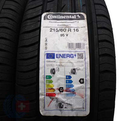 2. Opony 215/60 R16 2x CONTINENTAL 95V ContiPremiumContact 2 Seal letnie 2022 Jak Nowe