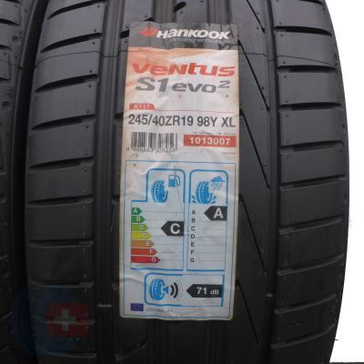 2. 2 x HANKOOK 245/40 ZR19 98Y XL Ventus S1 Evo2 K117 Lato Nieużywane Jak Nowe 2017 