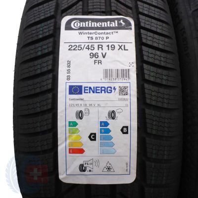 2. 2 x CONTINENTAL 225/45 R19 96V XL WinterContact TS870P Zima 2022 Jak Nowe