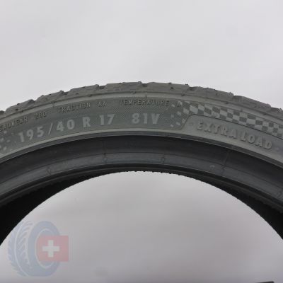 6. Opony 195/40 R17 4x CONTINENTAL 81V XL ContiSportContact 3 Letnie 2016 Nieużywane  