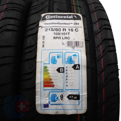 2. 4 x CONTINENTAL 215/60 R16C 103/101T ContiVanContact 200 Lato 2019 Jak Nowe Nieużywane