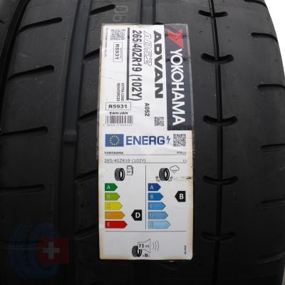 2. Opony 265/40 ZR19 4x YOKOHAMA 102Y XL Advan A052 Letnie 2021, 2023 Jak Nowe Nieużywane