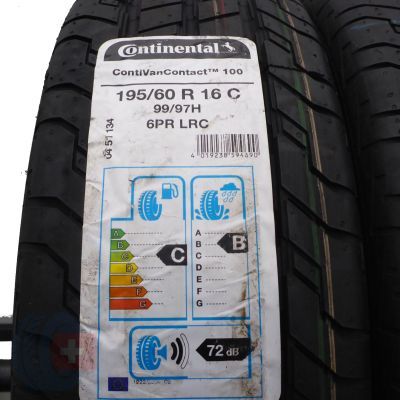 2. 2 x CONTINENTAL 195/60 R16C 99/97H ContiVanContact 100 Lato 2020 Jak Nowe Nieużywane 