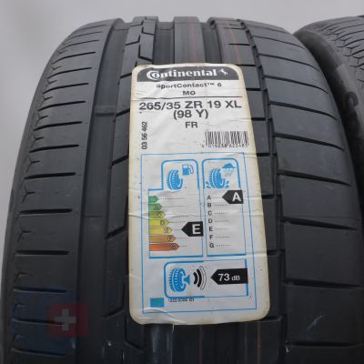 2. Opony 265/35 R19 2x CONTINENTAL 98Y XL MO SportContact6 Letnie 2017, 2018 Nieużywane