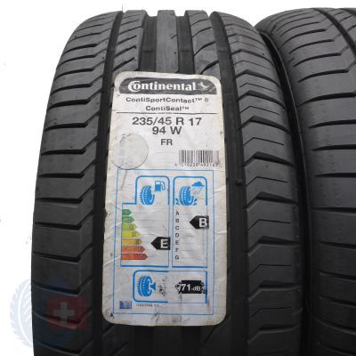 2. Opony 235/45 R17 2x CONTINENTAL 94W ContiSportContact 5 SEAL Letnie 2015 Nieużywane 