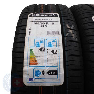 2. 1 x CONTINENTAL 195/60 R15 88V EcoContact 6 Lato 2020 Jak Nowa Nieużywana