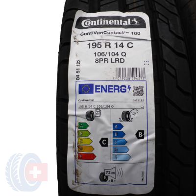 2. 4 x CONTINENTAL 195/80 R14C 106/104Q ContiVanContact 100 Lato 2023 Jak Nowe