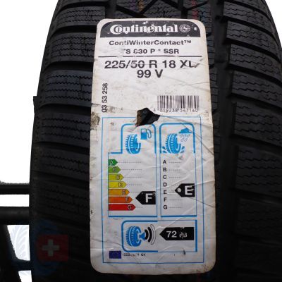 3. 1 x CONTINENTAL 225/50 R18 99V XL RunFlat ContiWinterContact Ts830P Zima 2013 Nieużywana