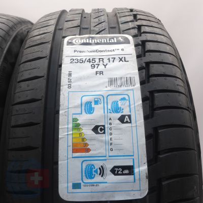 2. Opony 235/45 R17 2x CONTINENTAL 97Y XL PremiumContact 6 Letnie 2020 Nieużywane 