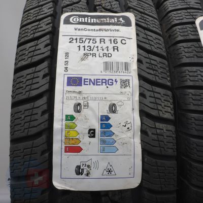 2. Opony 215/75 R16C 4x CONTINENTAL 113/111R VanContact Winter Zimowe 2020, 2021 Nieużywane