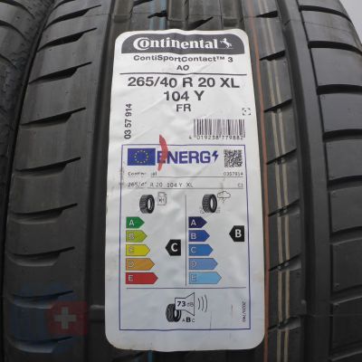 2. Opony 265/40 R20 4x CONTINENTAL 104Y XL ContiSportContact 3 AO Letnie 2022, 2023 Nieużywane