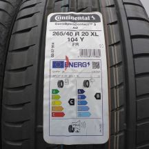 2. Opony 265/40 R20 4x CONTINENTAL 104Y XL ContiSportContact 3 AO Letnie 2022, 2023 Nieużywane