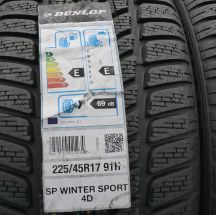 2. Opony 225/45 R17 4x DUNLOP 91H MO SP Winter Sport 4D MO Zimowe 2018 Jak Nowe Nieużywane 