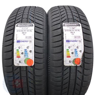 Opony 215/55 R18 2x CONTINENTAL 99V XL WinterContact TS870P zimowe 2022 Jak Nowe