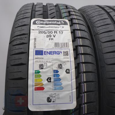 2. Opony 205/50 R17 2x CONTINENTAL 89V PremiumContact6 Letnie 2022 Nieużywane