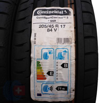 2. 2 x CONTINENTAL 205/45 R17 84V ContiSportContact 3 RSC BMW Lato 2019 Jak Nowe