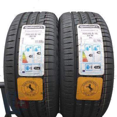 5. Opony 205/45 R16 4x CONTINENTAL 83W PremiumContact 6 Letnie 2020 Nieużywane 